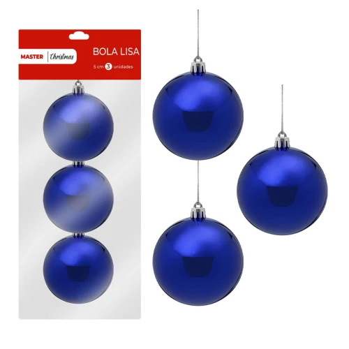 Natal bola lisa 5cm com 03 unidades sortidas Rio Master