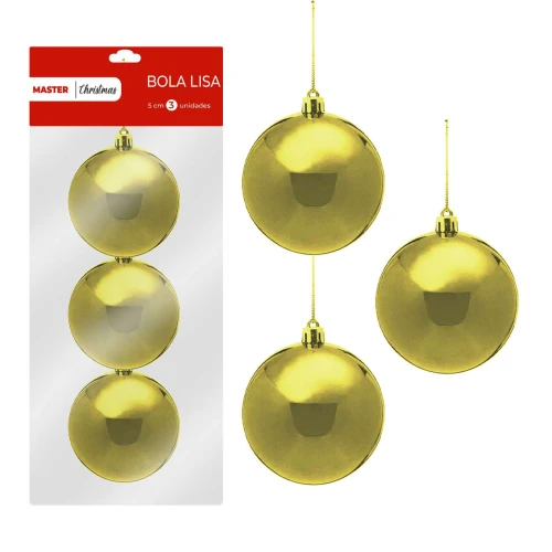 Natal bola lisa 5cm com 03 unidades sortidas Rio Master