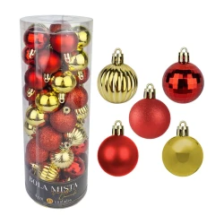 Natal bola mista dourada/vermelha 4cm com 45 unidades Rio Master