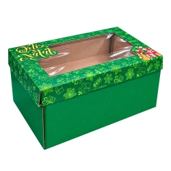Natal caixa baú com visor jardim 45x28x20cm