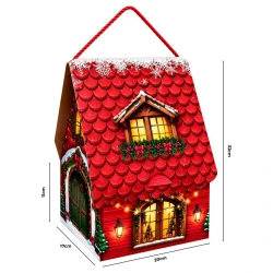 Natal caixa chalé com corda 17x20x11x32cm