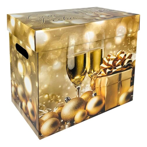 Natal caixa de papelão baú retangular 36x22x32cm Natal caixa de papelão baú retangular 36x22x32cm