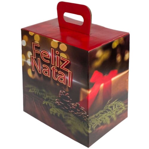 Natal caixa de papelão com alça 29x19x35cm Natal caixa de papelão com alça 29x19x35cm