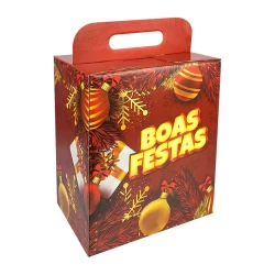 Natal caixa de papelão com alça decorada 22c15x26cm