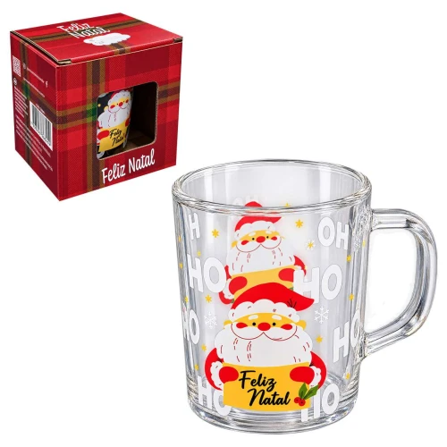 Natal caneca de vidro 250ML papai noel Natal caneca de vidro 250ML papai noel