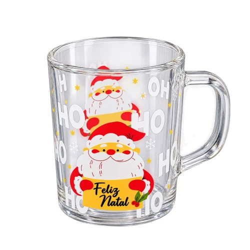 Natal caneca de vidro 250ML papai noel Natal caneca de vidro 250ML papai noel