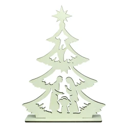 Natal enfeite de mdf árvore com presépio 23,5cm sortidas