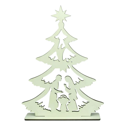 Natal enfeite de mdf árvore com presépio 23,5cm sortidas