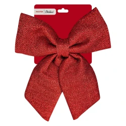 Natal enfeite laço tecido gliter vermelho/dourado 22,8cm Rio Master