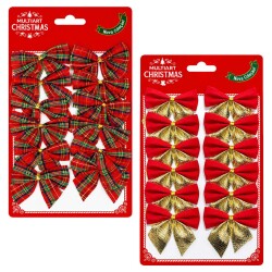 Natal enfeite laço tecido xadrez/dourado 5cm com 12 unidades Multiart