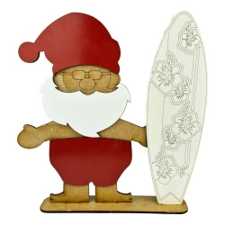 Natal enfeite mdf Papai Noel Surfista 26cm sortido