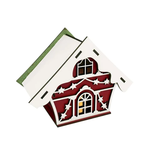 Natal enfeite mdf casa com vela 14,5cm sortidas