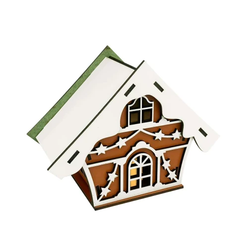 Natal enfeite mdf casa com vela 14,5cm sortidas
