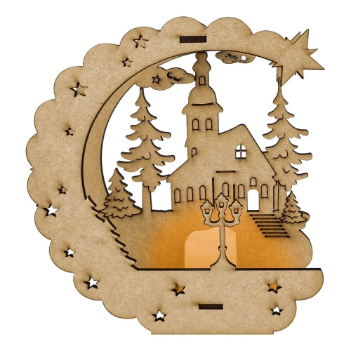 Natal enfeite mdf igreja com vela 19,5cm sortidas