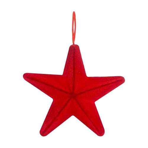 Natal enfeite para pendurar estrela camurça vermelha 18cm Rio Master