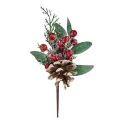 Natal enfeite pick com azevinhos açucarados + pinha Rio Master