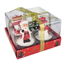 Natal enfeite vela decorada com 04 unidades 5x6cm sortida