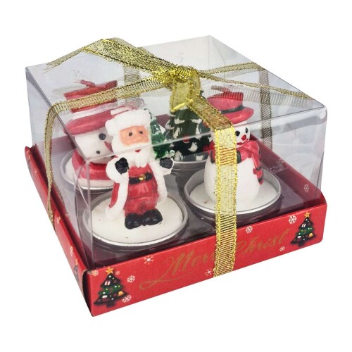 Natal enfeite vela decorada com 04 unidades 5x6cm sortida