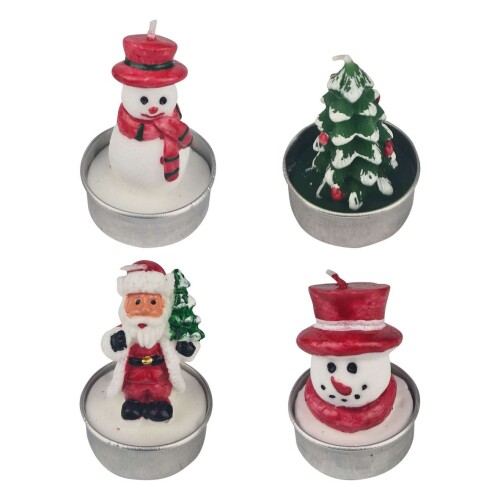 Natal enfeite vela decorada com 04 unidades 5x6cm sortida