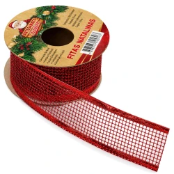 Natal fita aramada 2,5x270cm vermelho-dourado