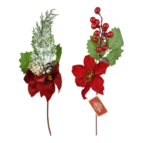 Natal flor pick 30cm sortido Multiart