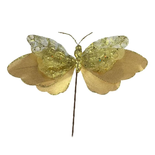 Natal flor pick borboleta glitter 30cm sortidas Natal flor pick borboleta glitter 30cm sortidas