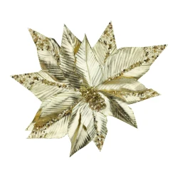 Natal flor pick champagne gliter 31cm Rio Master