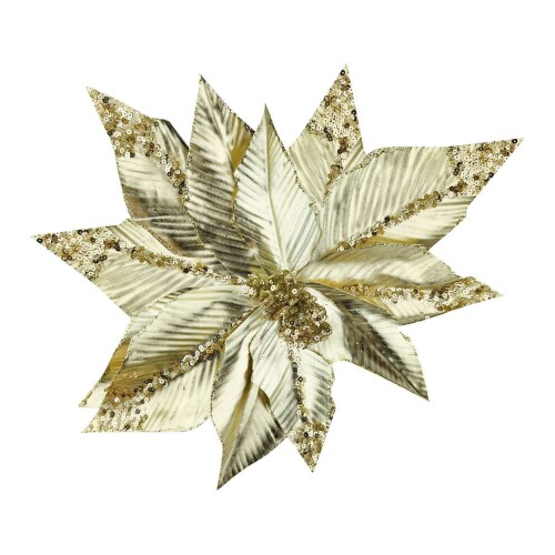 Natal flor pick champagne gliter 31cm Rio Master