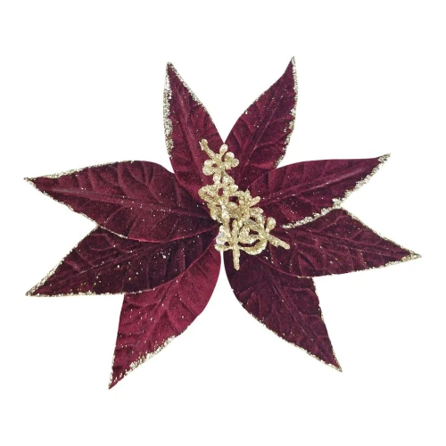 Natal flor pick gliter vermelho 16cm RMT9125 Rio Master