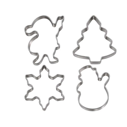 Natal forma molde para biscoito inox 04 unidades 8cm Natal forma molde para biscoito inox 04 unidades 8cm