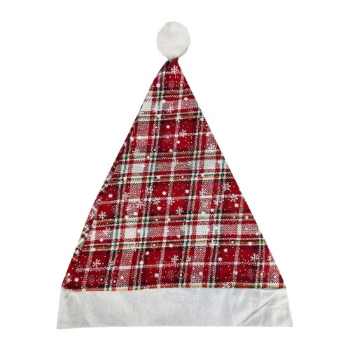 Natal gorro decorado xadrez 28x38cm Multiart