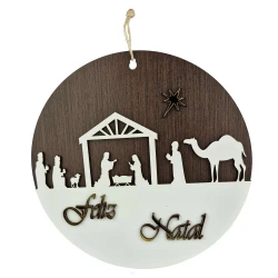 Natal guirlanda mdf sagrada família 23,5cm
