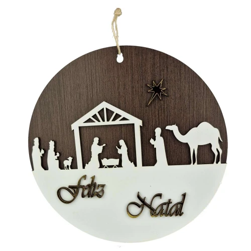 Natal guirlanda mdf sagrada família 23,5cm
