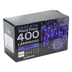 Natal pisca pisca cascata 400 lâmpadas led azul 9,5m Newway