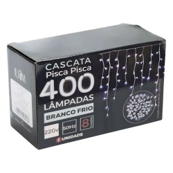 Natal pisca pisca cascata 400 lâmpadas led branca frio 9,5m Newway