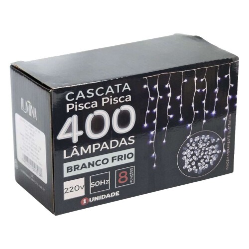 Natal pisca pisca cascata 400 lâmpadas led branca frio 9,5m Newway