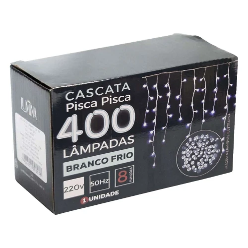 Natal pisca pisca cascata 400 lâmpadas led branca frio 9,5m Newway