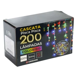 Natal pisca pisca cascata com 200 lâmpadas led colorido 3,8mt Newway