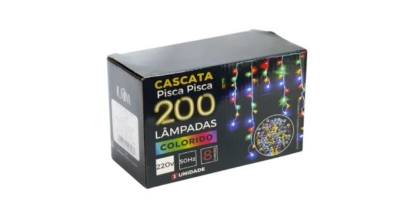 Natal pisca pisca cascata com 200 lâmpadas led colorido 3,8mt