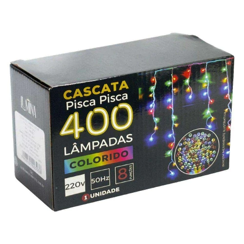Natal pisca pisca cascata com 400 lâmpadas led colorido 9,5mt Newway