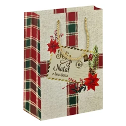 Natal sacola para presente de papel 24x31cm SCX0130 Multiart