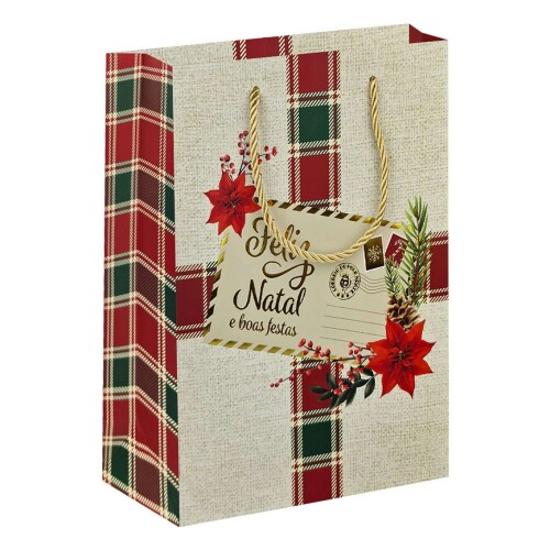 Natal sacola para presente de papel 19,4x27cm SCX0129 Multiart