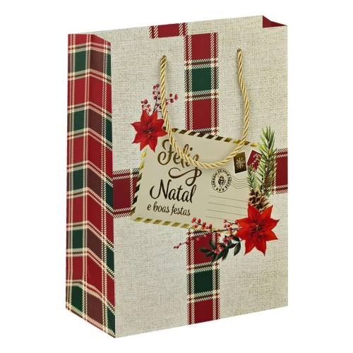 Natal sacola para presente de papel 24x31cm SCX0130 Multiart