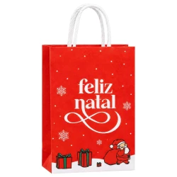 Natal sacola para presente papel 26x21x9cm feliz natal