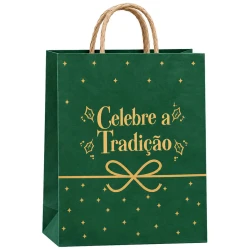 Natal sacola para presente papel 30x23x16cm celebre
