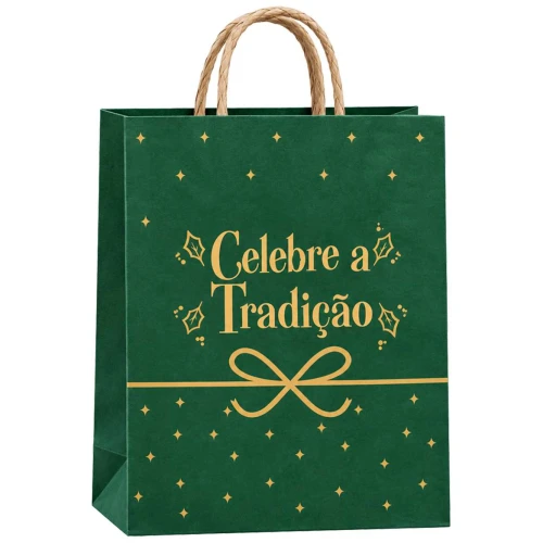 Natal sacola para presente papel 30x23x16cm celebre Natal sacola para presente papel 30x23x16cm celebre