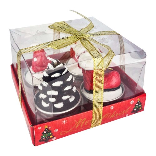 Natal vela decorada figuras com 04 unidades 5x6cm sortidas