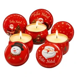 Natal vela decorativa perfumada lata 4x6cm