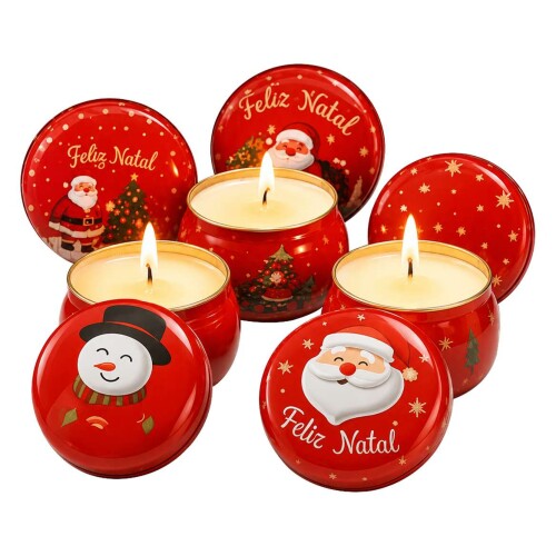 Natal vela decorativa perfumada lata 4x6cm Natal vela decorativa perfumada lata 4x6cm