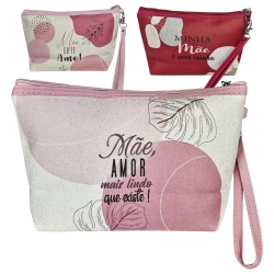 Necesser com 01 zíper feminina 15x23 decorada Mãe sortida